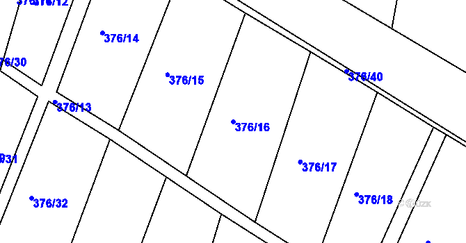 Parcela st. 376/16 v KÚ Lomnice nad Lužnicí, Katastrální mapa