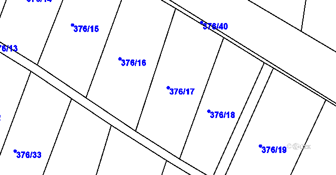 Parcela st. 376/17 v KÚ Lomnice nad Lužnicí, Katastrální mapa