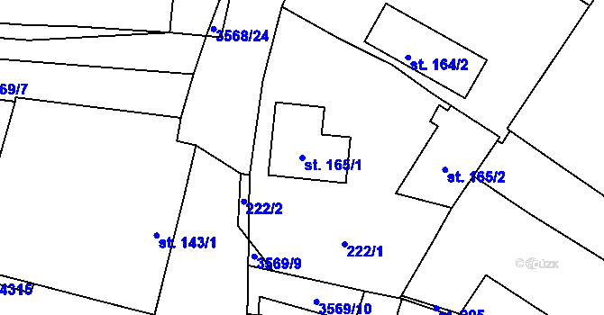 Parcela st. 165/1 v KÚ Lomnice nad Lužnicí, Katastrální mapa