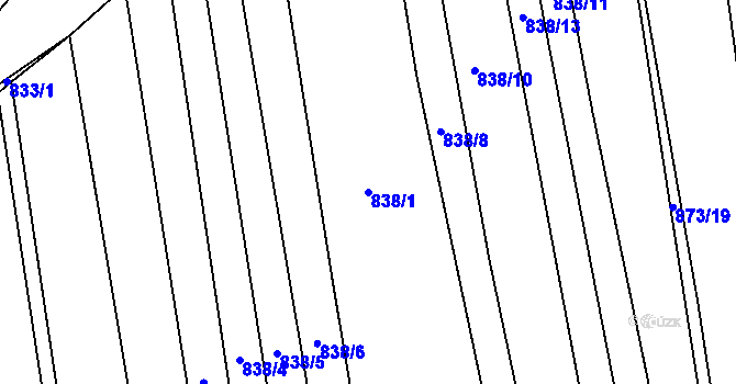 Parcela st. 838/1 v KÚ Lomnice nad Lužnicí, Katastrální mapa