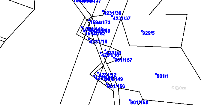 Parcela st. 4231/10 v KÚ Lomnice nad Lužnicí, Katastrální mapa