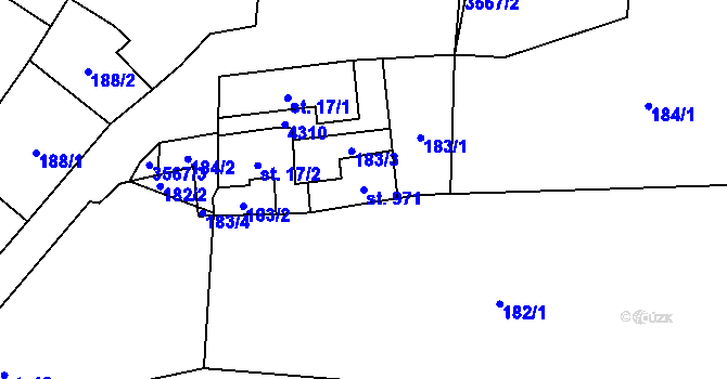 Parcela st. 971 v KÚ Lomnice nad Lužnicí, Katastrální mapa
