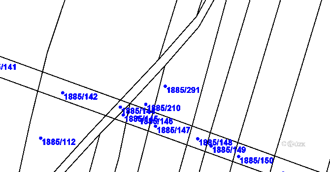 Parcela st. 1885/291 v KÚ Lomnice nad Lužnicí, Katastrální mapa