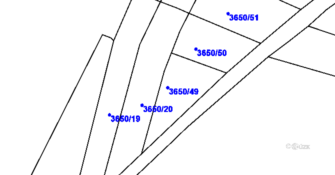 Parcela st. 3650/49 v KÚ Lomnice nad Lužnicí, Katastrální mapa