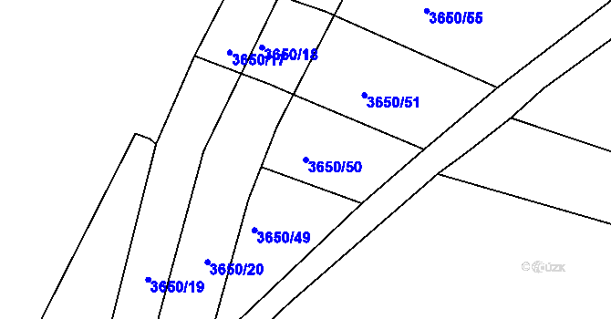 Parcela st. 3650/50 v KÚ Lomnice nad Lužnicí, Katastrální mapa