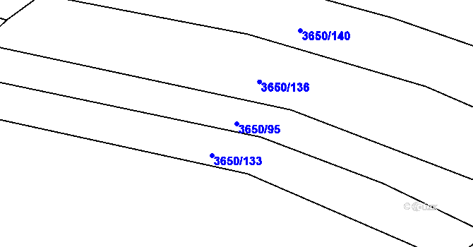 Parcela st. 3650/95 v KÚ Lomnice nad Lužnicí, Katastrální mapa