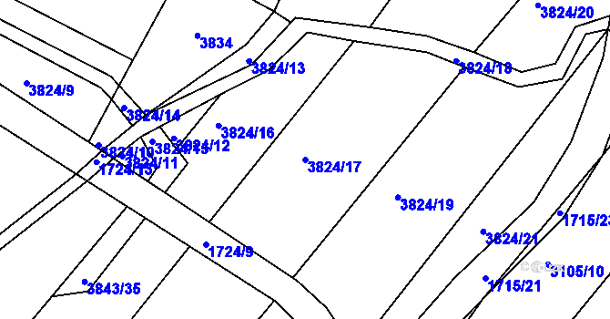 Parcela st. 3824/17 v KÚ Lomnice nad Lužnicí, Katastrální mapa