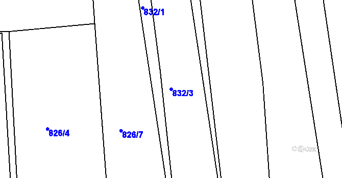 Parcela st. 832/3 v KÚ Lomnice nad Lužnicí, Katastrální mapa