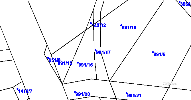 Parcela st. 991/17 v KÚ Lomnice nad Lužnicí, Katastrální mapa