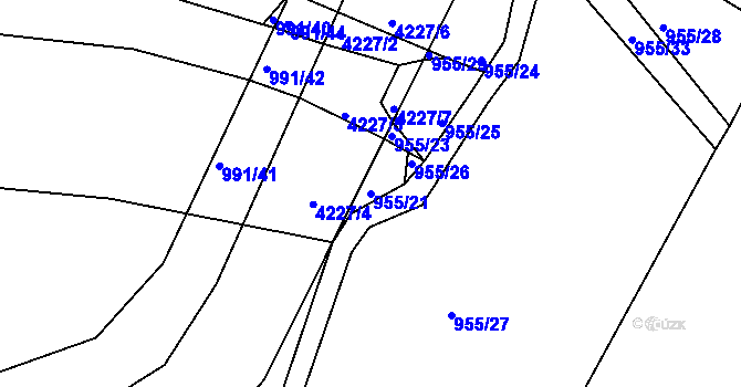 Parcela st. 955/21 v KÚ Lomnice nad Lužnicí, Katastrální mapa
