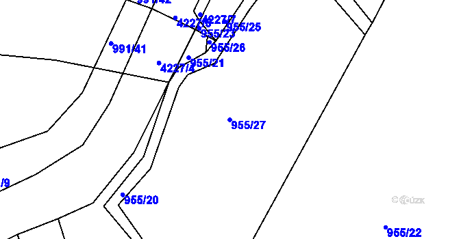 Parcela st. 955/27 v KÚ Lomnice nad Lužnicí, Katastrální mapa