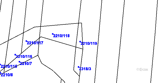 Parcela st. 2210/119 v KÚ Lomnice nad Lužnicí, Katastrální mapa