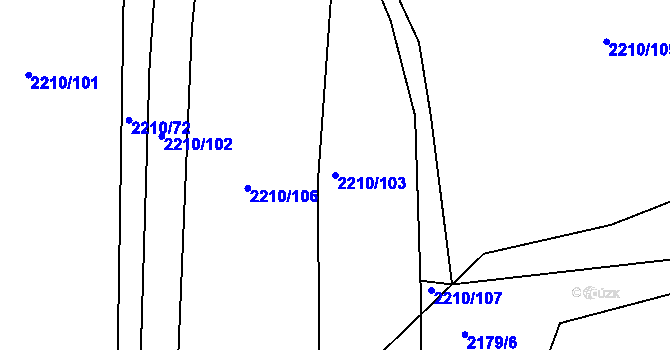 Parcela st. 2210/103 v KÚ Lomnice nad Lužnicí, Katastrální mapa