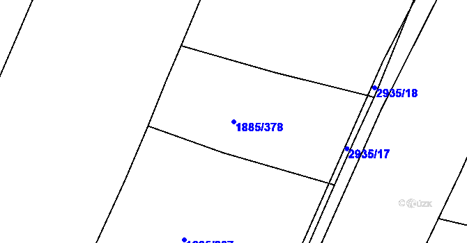 Parcela st. 1885/378 v KÚ Lomnice nad Lužnicí, Katastrální mapa