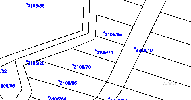 Parcela st. 3105/71 v KÚ Lomnice nad Lužnicí, Katastrální mapa