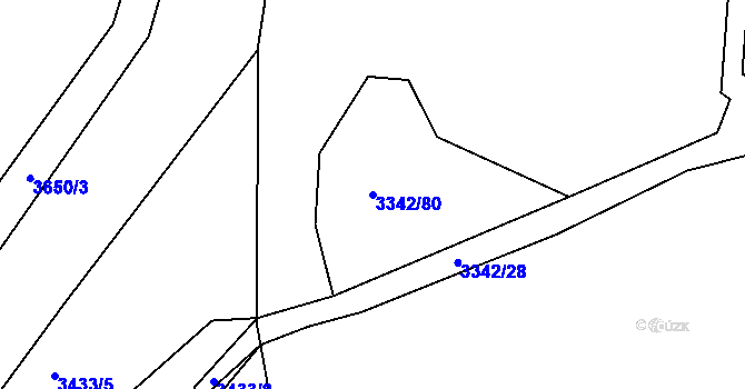 Parcela st. 3342/80 v KÚ Lomnice nad Lužnicí, Katastrální mapa