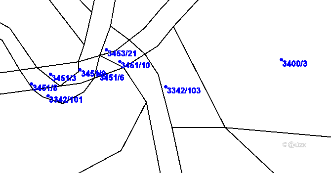 Parcela st. 3342/103 v KÚ Lomnice nad Lužnicí, Katastrální mapa