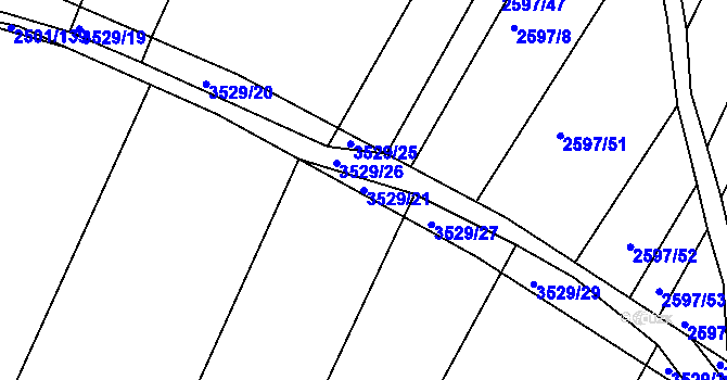 Parcela st. 3529/21 v KÚ Lomnice nad Lužnicí, Katastrální mapa