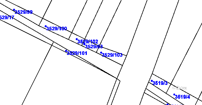 Parcela st. 3529/103 v KÚ Lomnice nad Lužnicí, Katastrální mapa