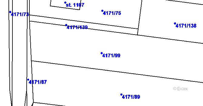 Parcela st. 4171/99 v KÚ Lomnice nad Lužnicí, Katastrální mapa