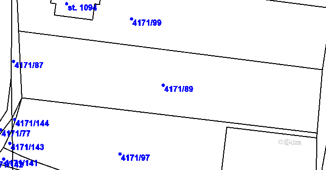 Parcela st. 4171/89 v KÚ Lomnice nad Lužnicí, Katastrální mapa