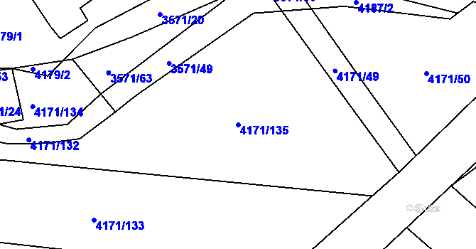 Parcela st. 4171/135 v KÚ Lomnice nad Lužnicí, Katastrální mapa