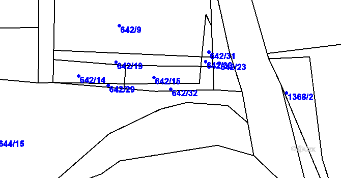 Parcela st. 642/32 v KÚ Lomnice nad Lužnicí, Katastrální mapa