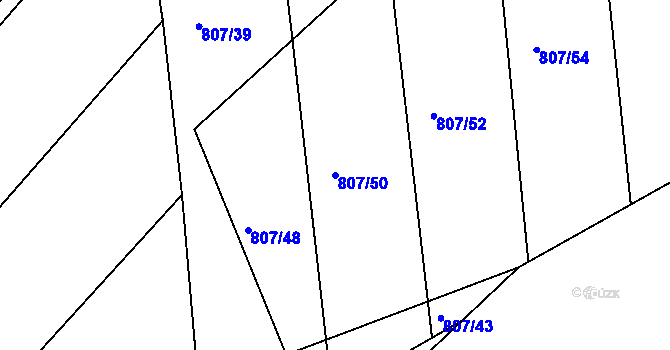 Parcela st. 807/50 v KÚ Lomnice nad Lužnicí, Katastrální mapa