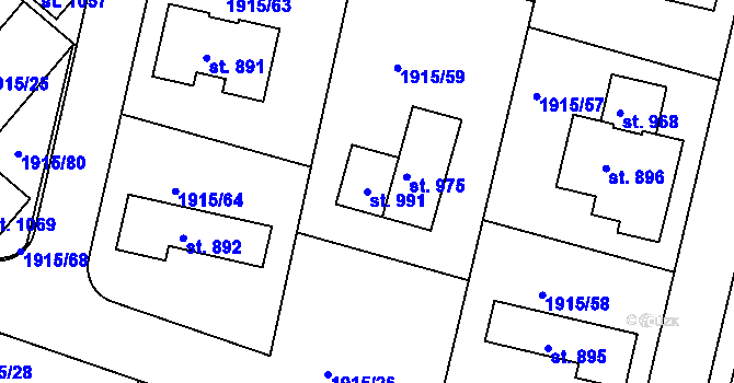 Parcela st. 991 v KÚ Lomnice nad Lužnicí, Katastrální mapa