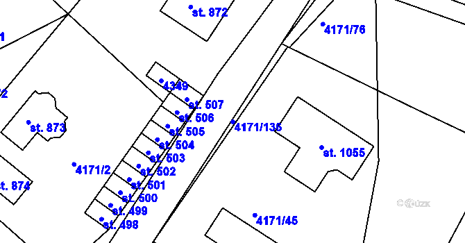 Parcela st. 4171/136 v KÚ Lomnice nad Lužnicí, Katastrální mapa