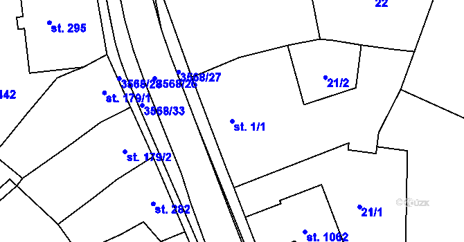 Parcela st. 1/1 v KÚ Lomnice nad Lužnicí, Katastrální mapa