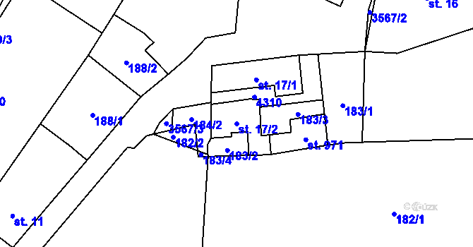 Parcela st. 17/2 v KÚ Lomnice nad Lužnicí, Katastrální mapa
