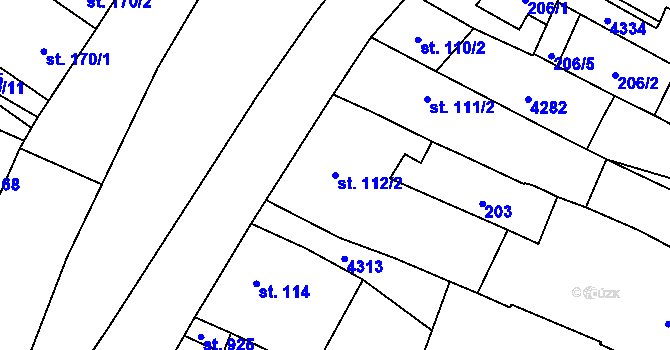 Parcela st. 112/2 v KÚ Lomnice nad Lužnicí, Katastrální mapa