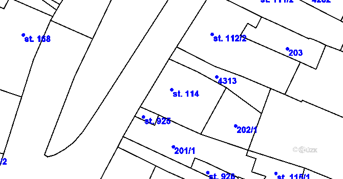 Parcela st. 114 v KÚ Lomnice nad Lužnicí, Katastrální mapa