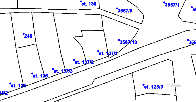 Parcela st. 137/1 v KÚ Lomnice nad Lužnicí, Katastrální mapa