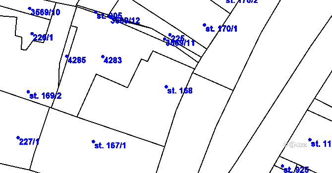 Parcela st. 168 v KÚ Lomnice nad Lužnicí, Katastrální mapa