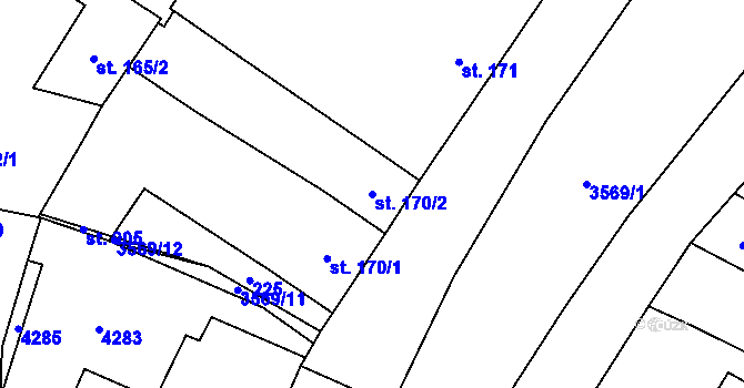 Parcela st. 170/2 v KÚ Lomnice nad Lužnicí, Katastrální mapa