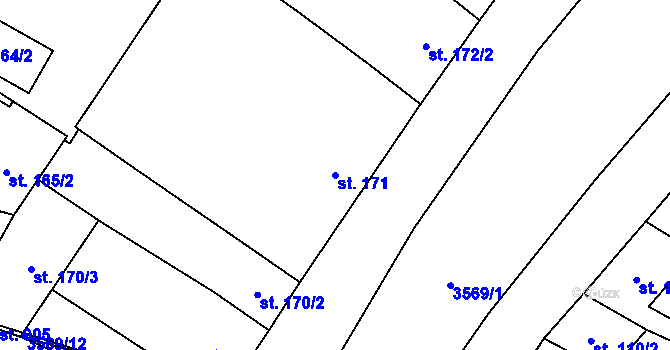 Parcela st. 171 v KÚ Lomnice nad Lužnicí, Katastrální mapa