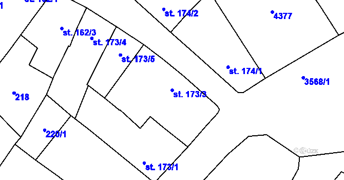 Parcela st. 173/3 v KÚ Lomnice nad Lužnicí, Katastrální mapa