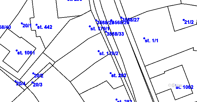 Parcela st. 179/2 v KÚ Lomnice nad Lužnicí, Katastrální mapa
