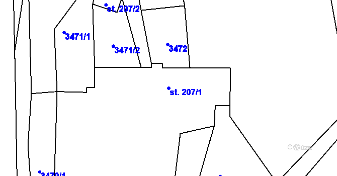 Parcela st. 207/1 v KÚ Lomnice nad Lužnicí, Katastrální mapa