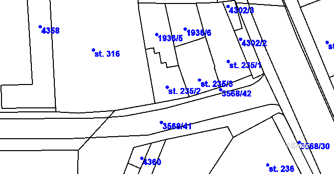 Parcela st. 235/2 v KÚ Lomnice nad Lužnicí, Katastrální mapa