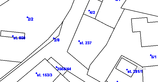 Parcela st. 237 v KÚ Lomnice nad Lužnicí, Katastrální mapa