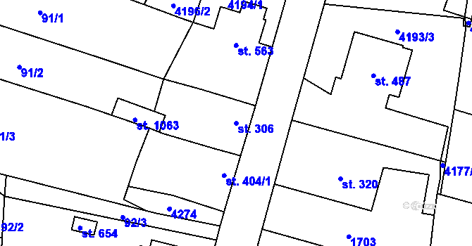 Parcela st. 306 v KÚ Lomnice nad Lužnicí, Katastrální mapa