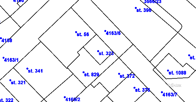 Parcela st. 323 v KÚ Lomnice nad Lužnicí, Katastrální mapa