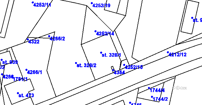Parcela st. 328/1 v KÚ Lomnice nad Lužnicí, Katastrální mapa