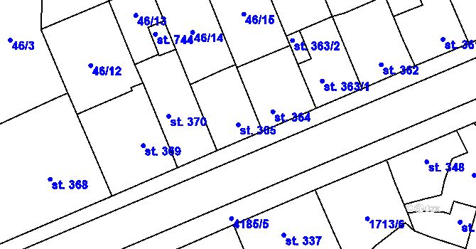 Parcela st. 365 v KÚ Lomnice nad Lužnicí, Katastrální mapa