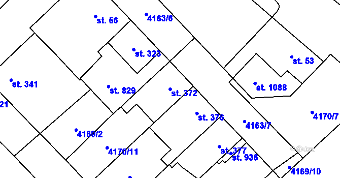 Parcela st. 372 v KÚ Lomnice nad Lužnicí, Katastrální mapa