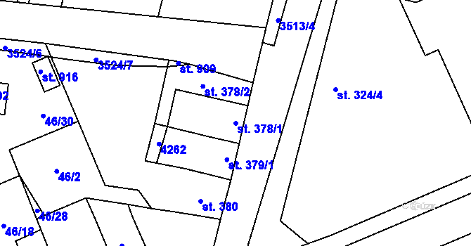 Parcela st. 378/1 v KÚ Lomnice nad Lužnicí, Katastrální mapa