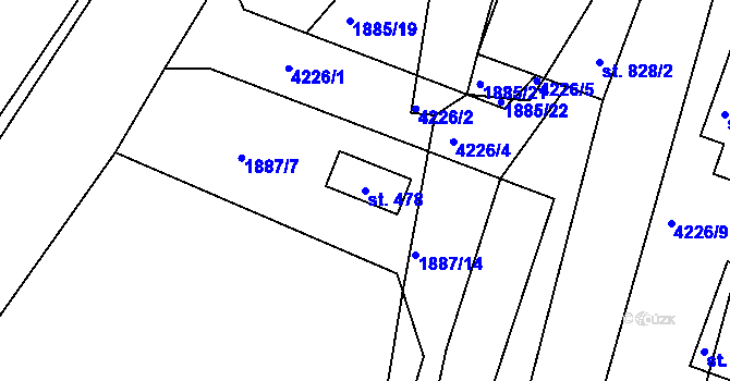 Parcela st. 478 v KÚ Lomnice nad Lužnicí, Katastrální mapa